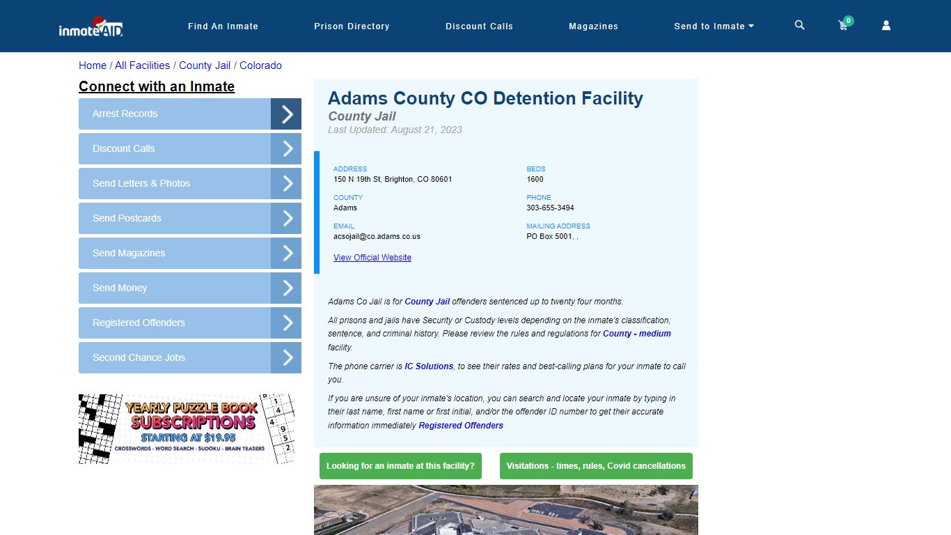 Adams County CO Detention Facility - Inmate Locator - Brighton, CO